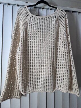 Women's Ivory Wild Fable Crochet Sweater Size XXL Like New